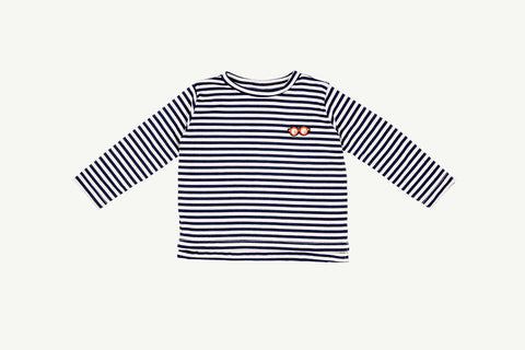 LONG SLEEVE SHIRT - NAVY AND WHITE STRIPES