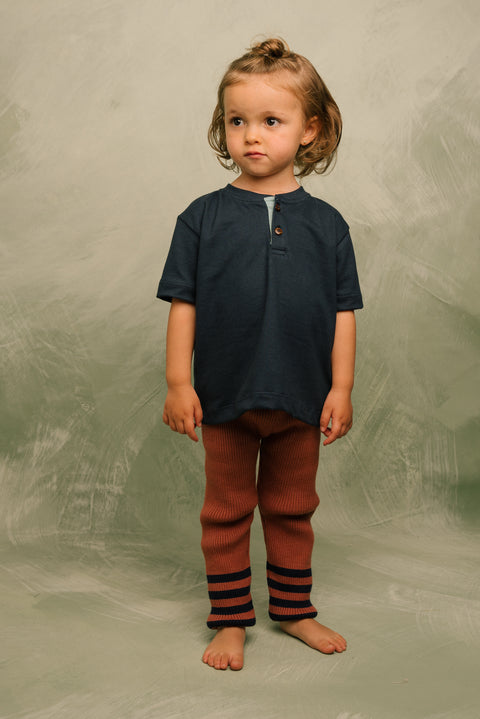 SHORT SLEEVE HENLEY SHIRT - NAVY