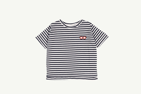 SHORT SLEEVE T-SHIRT - NAVY AND WHITE STRIPES